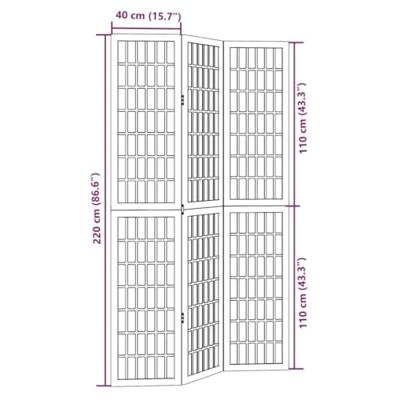 Kamerscherm met 3 panelen massief paulowniahout zwart Kamerscherm met 3 panelen massief paulowniahout zwart