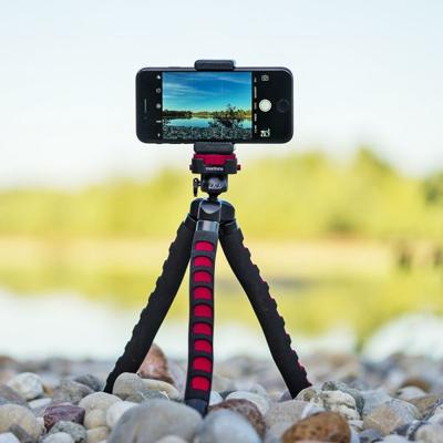 Mantona kaleido Flex 21402 Flex Statief met hoogwaardige 360° kogelkop, geschikt voor digitale en videocamera's, smartphones en actiecamera's, sundown rood