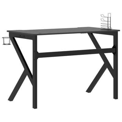 Gamingbureau met K-vormige poten 110x60x75 cm zwart - thumbnail