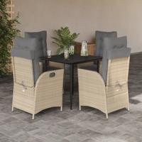 5-delige Tuinset met kussens poly rattan beige - thumbnail