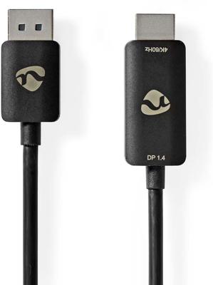DisplayPort-Adapter | DisplayPort Male | HDMI Connector | 8K@30Hz | Vernikkeld | Recht | 1.80 m | Rond | TPE | Zwart | Envelop