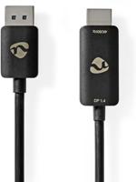 DisplayPort-Adapter | DisplayPort Male | HDMI Connector | 8K@30Hz | Vernikkeld | Recht | 1.80 m | Rond | TPE | Zwart | Envelop - thumbnail