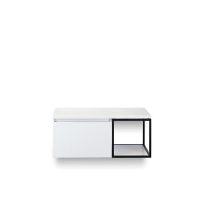 Frozen Badmeubelset 100 cm - Greeplijst in kleur - Zwart Frame - Wastafel Bovenblad Wit Hoogglans