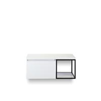 Frozen Badmeubelset 100 cm - Greeplijst in kleur - Zwart Frame - Wastafel Bovenblad Wit Hoogglans - thumbnail