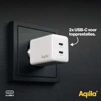 Aqiila W2 USB-oplader 45 W 2x USB-C USB PD Wit Binnen - thumbnail