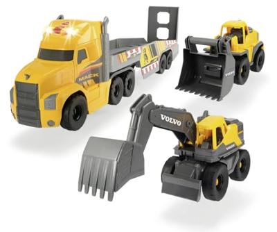 Dickie mack/volvo transporter met werkvoertuigen - thumbnail