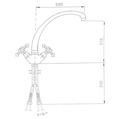 Wastafelmengkraan Sapho Antea 2-knop Gebogen Uitloop 26.5 cm Chroom / Goud Sapho