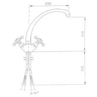 Wastafelmengkraan Sapho Antea 2-knop Gebogen Uitloop 26.5 cm Chroom / Goud Sapho - thumbnail