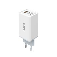 SAVIO LA-07 GaN 65W netvoeding oplader, USB, QC4.0+, PD 3.0, Wit - thumbnail