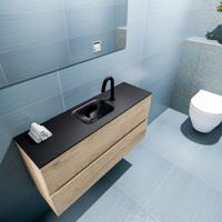MONDIAZ ADA 100cm toiletmeubel washed oak. LEX wastafel urban midden 1 kraangat - thumbnail
