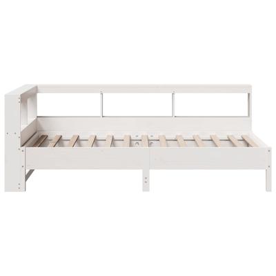 Bed met boekenkast zonder matras grenenhout wit 200x200 cm