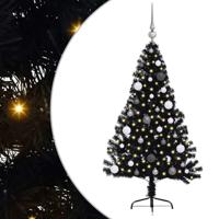 VidaXL Kunstmatig voorverlicht kerstboom met 150 led zwart 150 cm pvc - thumbnail