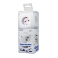 LogiLink LPS227 4+2 (4x veiligheidscontact CEE 7/3, 2x USB) Power Cube multifunctionele stekkerdoos met kinderbeveiliging wit - thumbnail