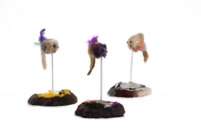 Beeztees Muis op Springveer - Kattenspeelgoed - 14,5x28 cm