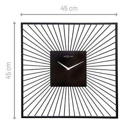 NeXtime Wandklok Vierkant 45x45x15 cm Zwart/Metaal NeXtime Wandklok Vierkant 45x45x15 cm Zwart/Metaal