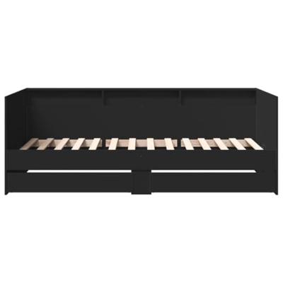 Slaapbank met lades zonder matras 75x190 cm zwart