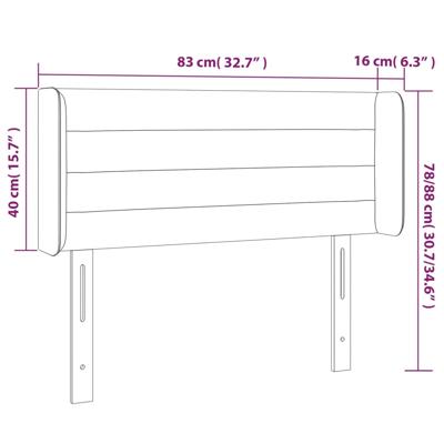 Hoofdbord met randen 163x16x118/128 cm fluweel donkergrijs - thumbnail