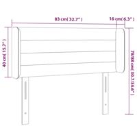 Hoofdbord met randen 93x16x78/88 cm fluweel donkergrijs - thumbnail