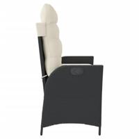 Tuinbankje verstelbaar met kussens poly rattan zwart - thumbnail