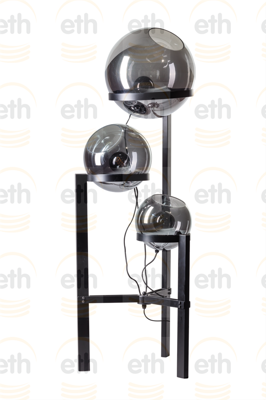 ETH Glazen vloerlampOrb 3-lichts zwart met spiegelglas - 05-VL8366-3036