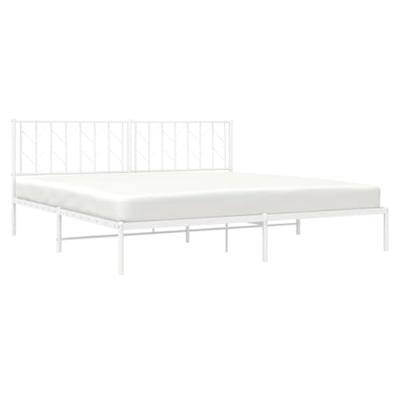 Bedframe met hoofdbord metaal wit 193x203 cm Bedframe met hoofdbord metaal wit 193x203 cm