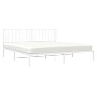 Bedframe met hoofdbord metaal wit 193x203 cm - thumbnail