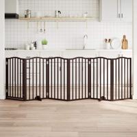 Hondenhek inklapbaar 6 panelen 300 cm populierenhout bruin eik - thumbnail