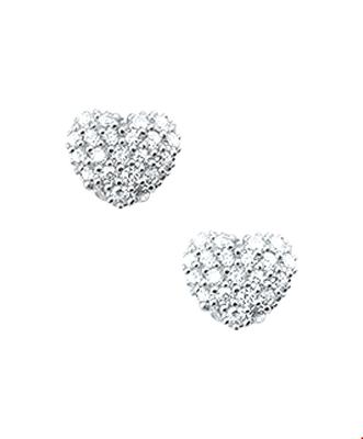 TFT Oorknoppen Hart Zirkonia Zilver Gerhodineerd Glanzend 5.4 mm x 6.2 mm