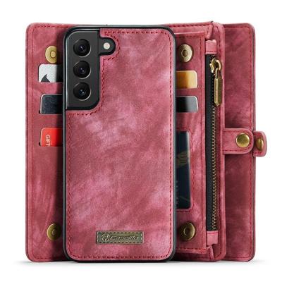 Caseme Samsung Galaxy S22 hoes - Vintage 2 in 1 portemonnee - Rood Caseme Samsung Galaxy S22 hoes - Vintage 2 in 1 portemonnee - Rood