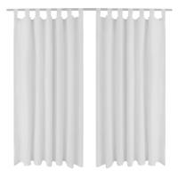 VidaXL Micro-satijnen gordijnen met ringen 140 x 175 cm 2 stuks (creme) - thumbnail