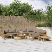 12-delige Loungeset met kussens bamboe taupe - thumbnail