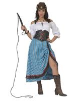 Cowgirl Jurk Blauw Lang - thumbnail