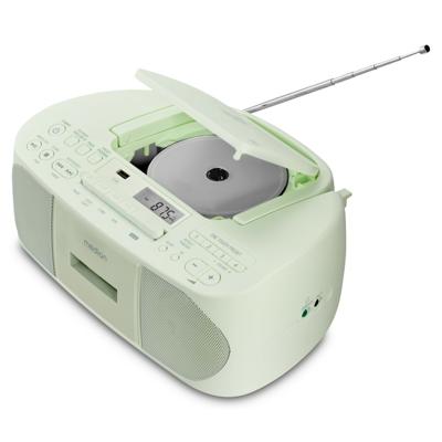 MEDION E65010 Stereo radio (CD-speler, cassette, USB-aansluiting, AUX audio-ingang, MP3-weergave. FM PLL radio, geheugen voor 40 zenders, batterijvoeding, afstandsbediening) groen