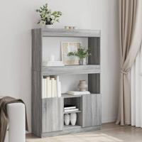 Hoge kast 92x33x140 cm bewerkt hout grijs sonoma eikenkleurig - thumbnail