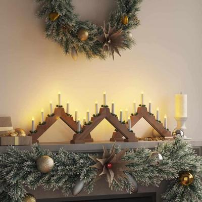 Kerst Kaars Brug met 7 LED 3 pcs Bruin 39.5 x 5 x 29 cm