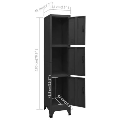 Lockerkast 38x45x180 cm staal zwart - thumbnail