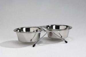 Standaard met 2 rvs 16 cm hondenvoerbakken