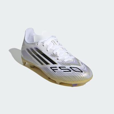 adidas F50 League Gras / Kunstgras Voetbalschoenen (MG) Kids Wit Zwart Goud