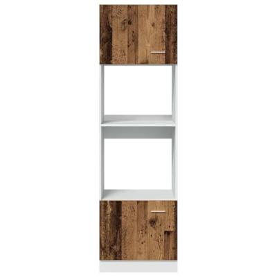 Magnetronkast Lyon 60x57x207 cm bewerkt hout oud houtkleurig