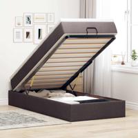 Ottoman bed met matras 90x190cm stof donkerbruin - thumbnail