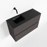 MONDIAZ ADA 80cm toiletmeubel dark grey. LEX wastafel urban links zonder kraangat - thumbnail