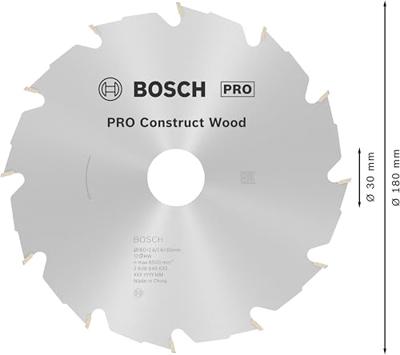 Bosch Professional Cirkelzaagblad PRO Construct Wood | Ø 180 x 2,6 x 30mm 12T - 2608640632 Bosch Professional Cirkelzaagblad PRO Construct Wood | Ø 180 x 2,6 x 30mm 12T - 2608640632