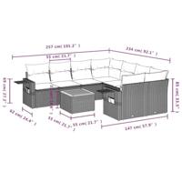 9-delige Loungeset met kussens poly rattan beige - thumbnail