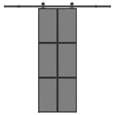 Schuifdeur met beslag 76x205 cm gehard glas en aluminium