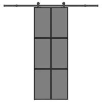 Schuifdeur met beslag 76x205 cm gehard glas en aluminium - thumbnail