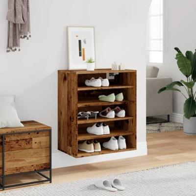 VidaXL Schoenenkast 60x35x70 cm bewerkt hout oud houtkleurig VidaXL Schoenenkast 60x35x70 cm bewerkt hout oud houtkleurig