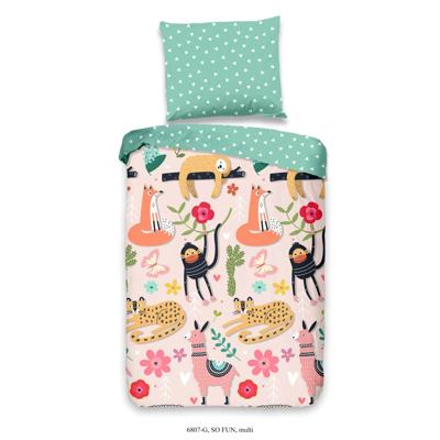 Good Morning dekbedovertrek junior 100 x 135 cm katoen groen/roze Good Morning dekbedovertrek junior 100 x 135 cm katoen groen/roze