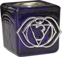 Blauwe Kubusvormige Kaarshouder 6e Chakra Derde Oog - thumbnail