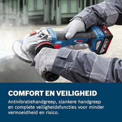 Bosch Blauw GWS 18V-11 Accu Haakse Slijper | Inclusief 2x GBA 18V 5,0 Ah & GAL 1880 CV Lader - 06019N4103