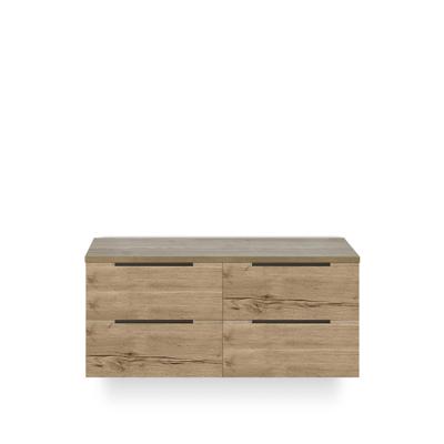 Seville Badmeubelset 120 cm - 4 laden - Wastafel Blad Natuur Eiken Edge greep